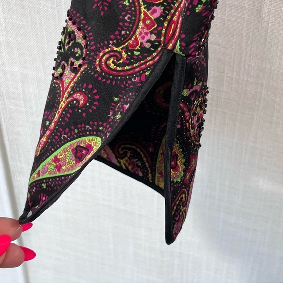 JS Collections Silk Paisley Beaded Jacket Button Front Blazer Coat Size 10 - Picture 8 of 16